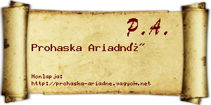 Prohaska Ariadné névjegykártya